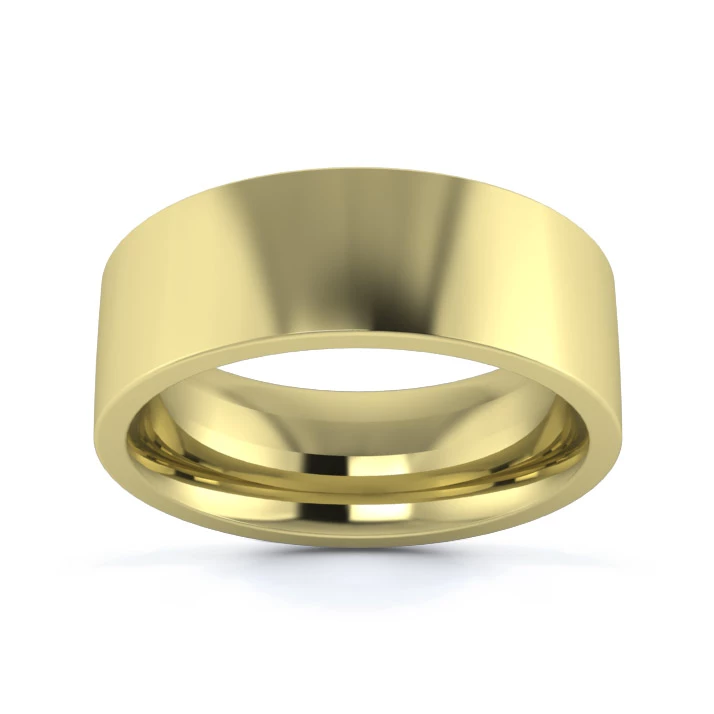 9K Yellow Gold 7mm Heavy Weight Flat Court Flat Edge Wedding Ring