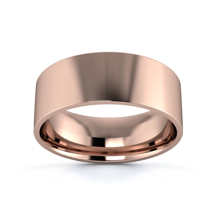 18K Rose Gold 7mm Light Weight Flat Court Flat Edge Wedding Ring