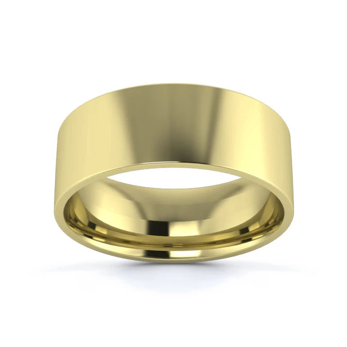 18K Yellow Gold 7mm Light Weight Flat Court Flat Edge Wedding Ring