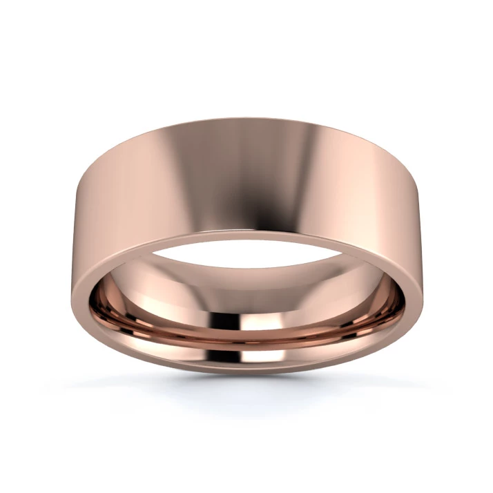 18K Rose Gold 7mm Medium Weight Flat Court Flat Edge Wedding Ring