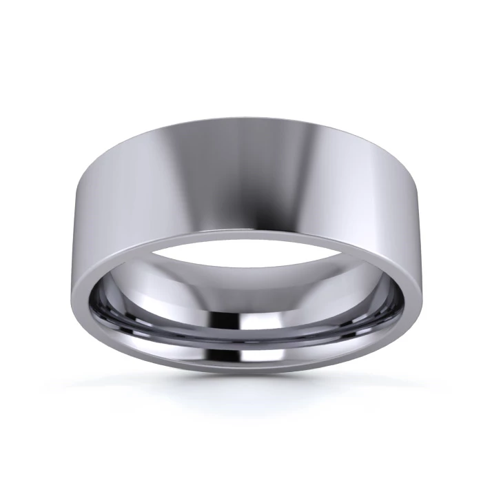 Platinum 950 7mm Medium Flat Court Flat Edge Wedding Ring