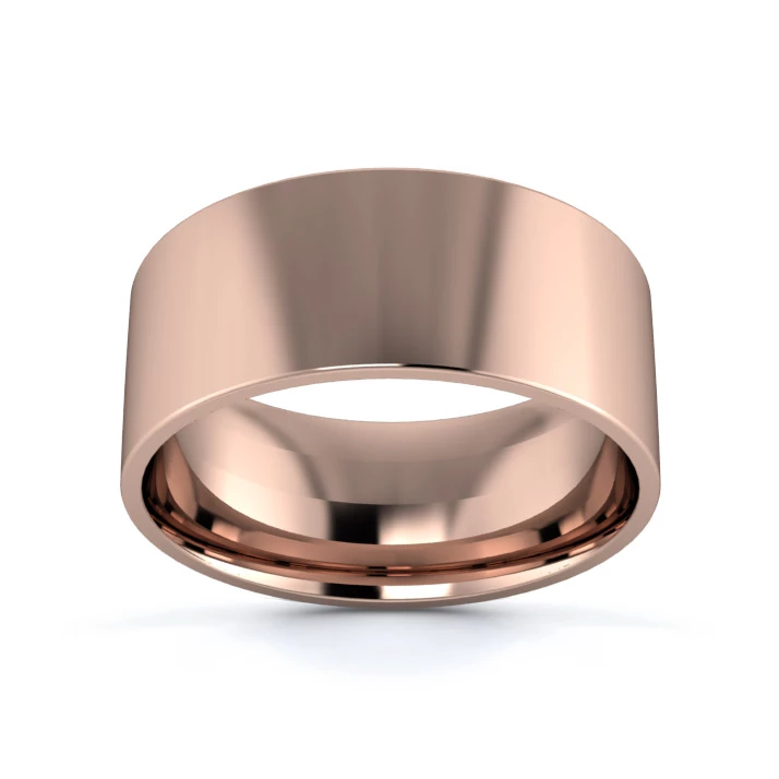 9K Rose Gold 8mm Light Weight Flat Court Flat Edge Wedding Ring