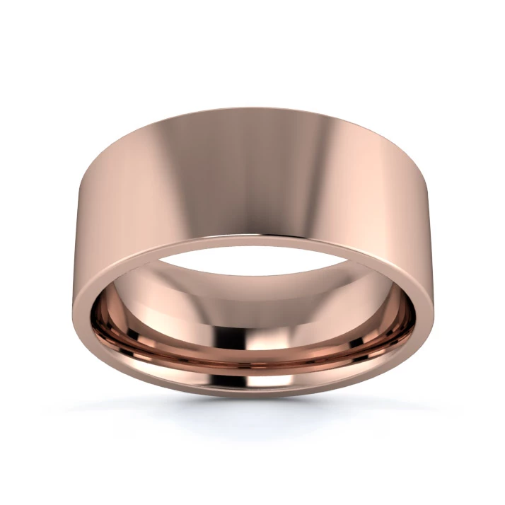 9K Rose Gold 8mm Medium Weight Flat Court Flat Edge Wedding Ring