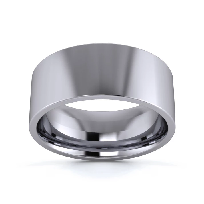 Platinum 950 8mm Medium Flat Court Flat Edge Wedding Ring