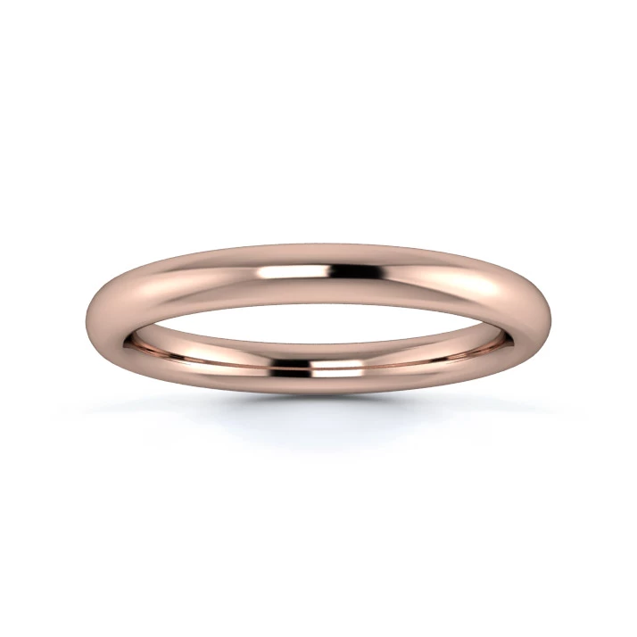 18K Rose Gold 2.5mm Heavy Weight Slight Court Wedding Ring