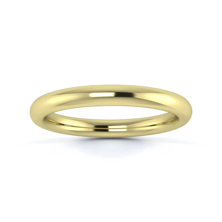 18K Yellow Gold 2.5mm Heavy Weight Slight Court Wedding Ring
