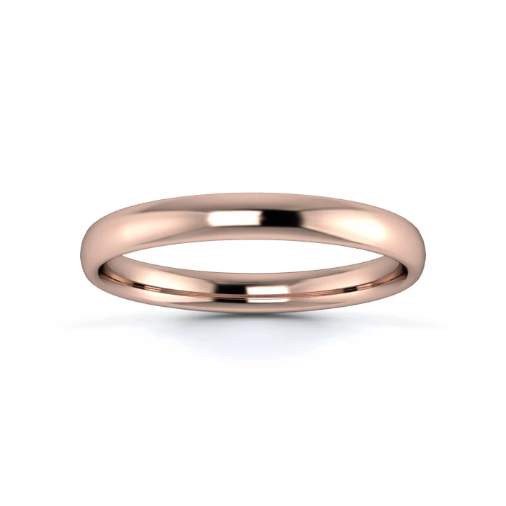 9K Rose Gold 2.5mm Light Weight Slight Court Wedding Ring
