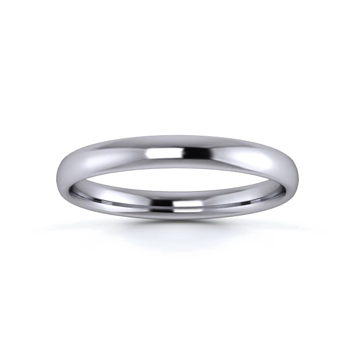 9K White Gold 2.5mm Light Weight Slight Court Wedding Ring