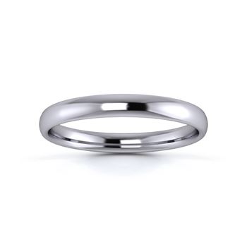 Platinum 950 2.5mm Light Weight Slight Court Wedding Ring