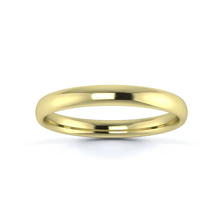 9K Yellow Gold 2.5mm Light Weight Slight Court Wedding Ring