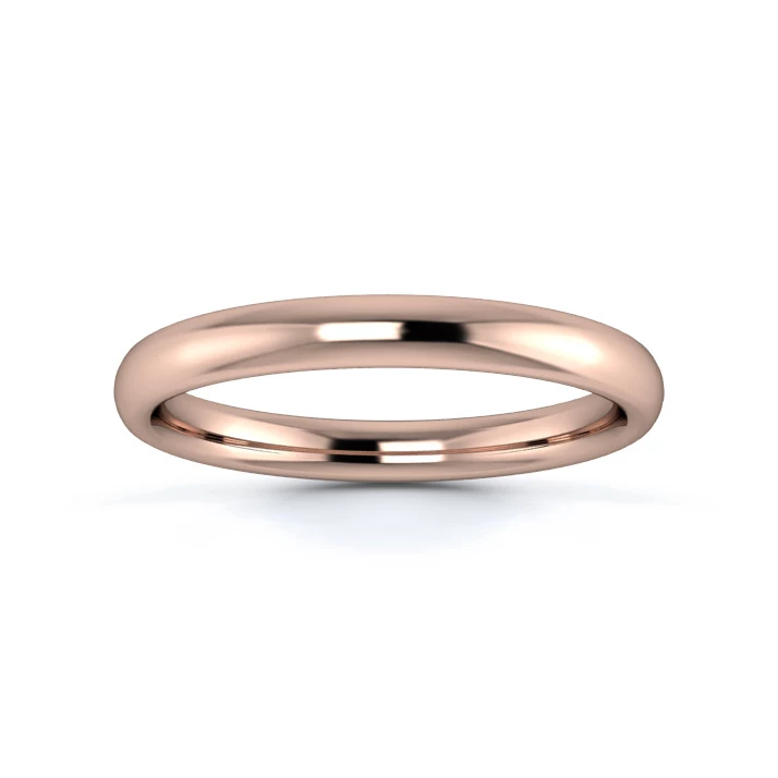 9K Rose Gold 2.5mm Medium Weight Slight Court Wedding Ring