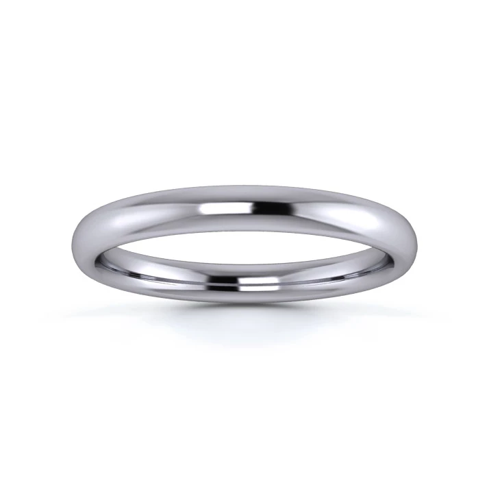 18K White Gold 2.5mm Medium Weight Slight Court Wedding Ring
