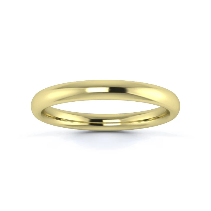 9K Yellow Gold 2.5mm Medium Weight Slight Court Wedding Ring