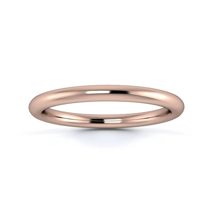 18K Rose Gold 2mm Heavy Weight Slight Court Wedding Ring