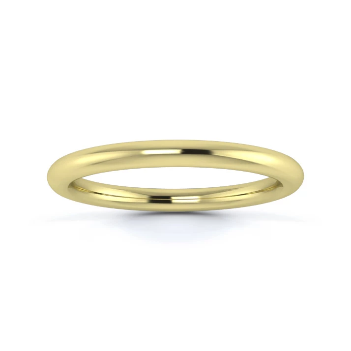 9K Yellow Gold 2mm Heavy Weight Slight Court Wedding Ring