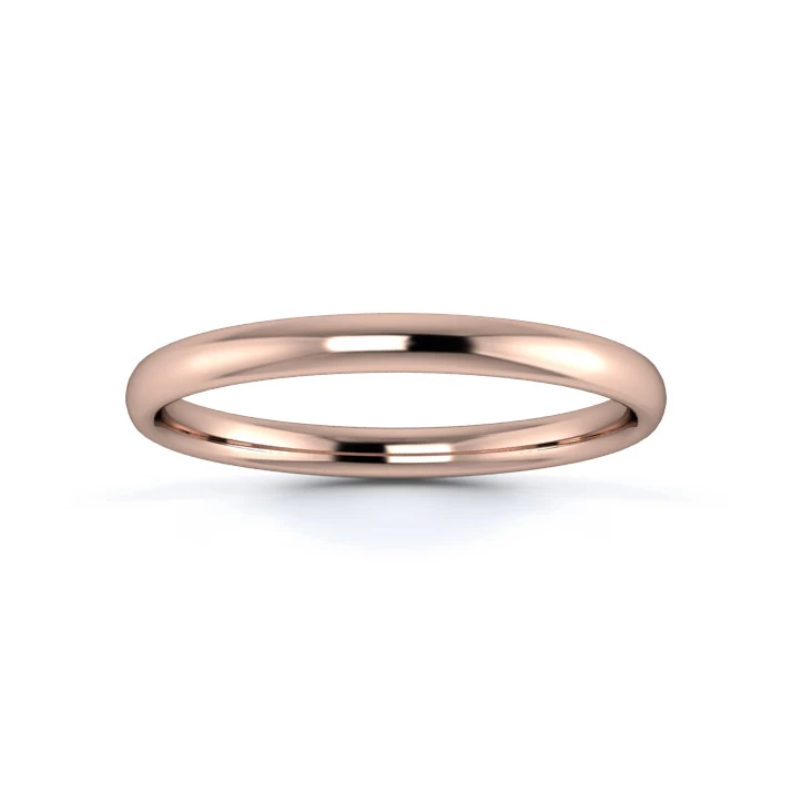 9K Rose Gold 2mm Light Weight Slight Court Wedding Ring