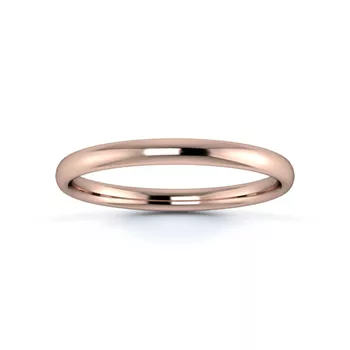 18K Rose Gold 2mm Light Weight Slight Court Wedding Ring
