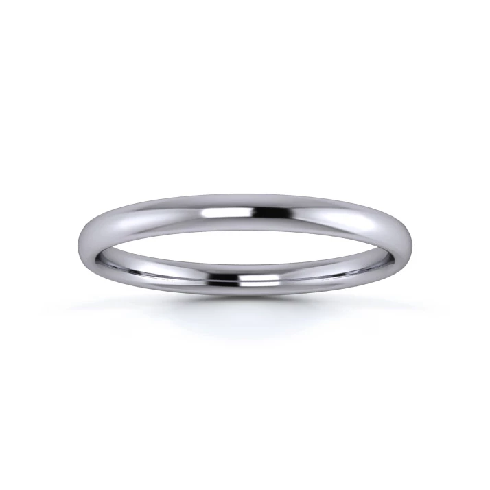 9K White Gold 2mm Light Weight Slight Court Wedding Ring