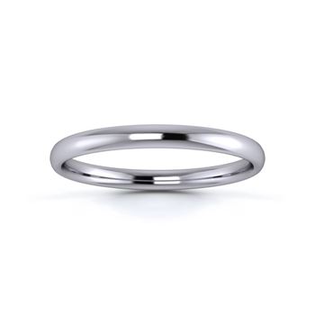 18K White Gold 2mm Light Weight Slight Court Wedding Ring