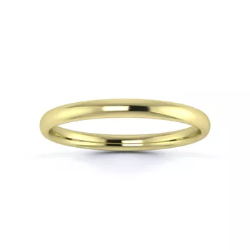 18K Yellow Gold 2mm Light Weight Slight Court Wedding Ring