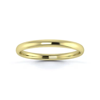 9K Yellow Gold 2mm Light Weight Slight Court Wedding Ring