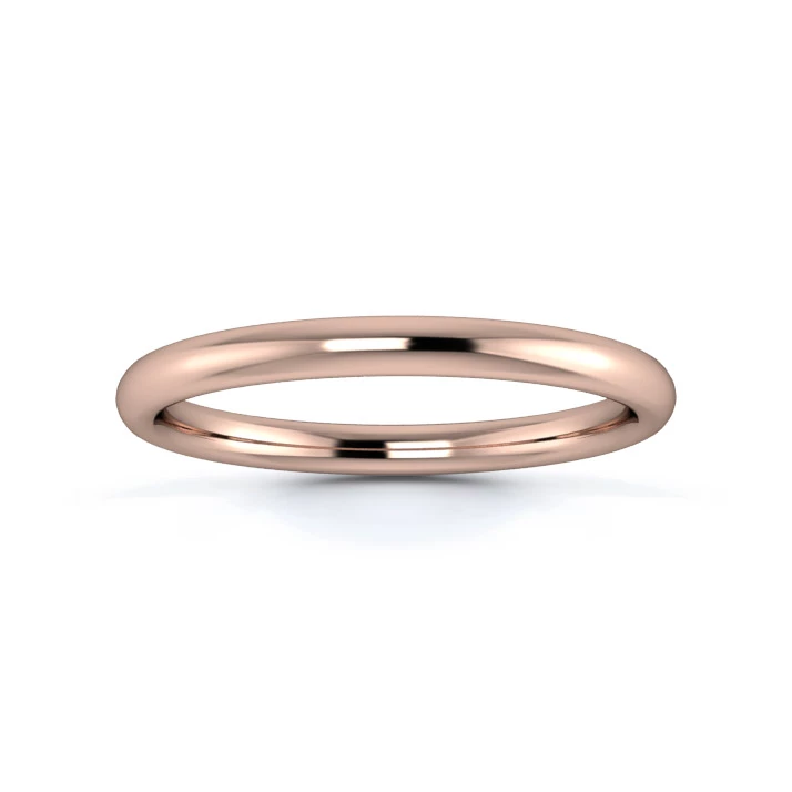 18K Rose Gold 2mm Medium Weight Slight Court Wedding Ring