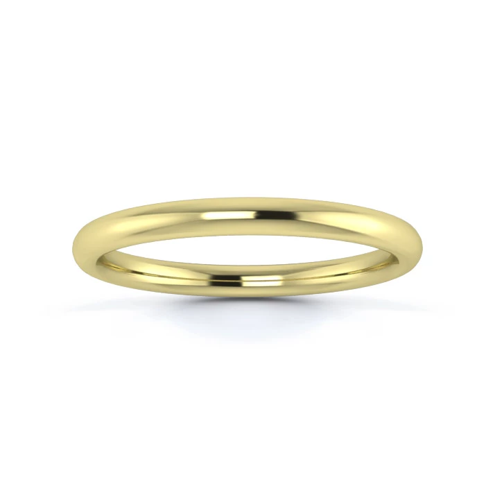 9K Yellow Gold 2mm Medium Weight Slight Court Wedding Ring
