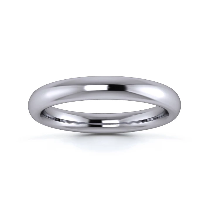 Platinum 950 3mm Heavy Weight Slight Court Wedding Ring