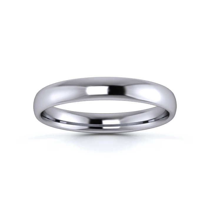 18K White Gold 3mm Light Weight Slight Court Wedding Ring