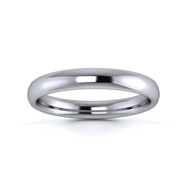 9K White Gold 3mm Medium Weight Slight Court Wedding Ring