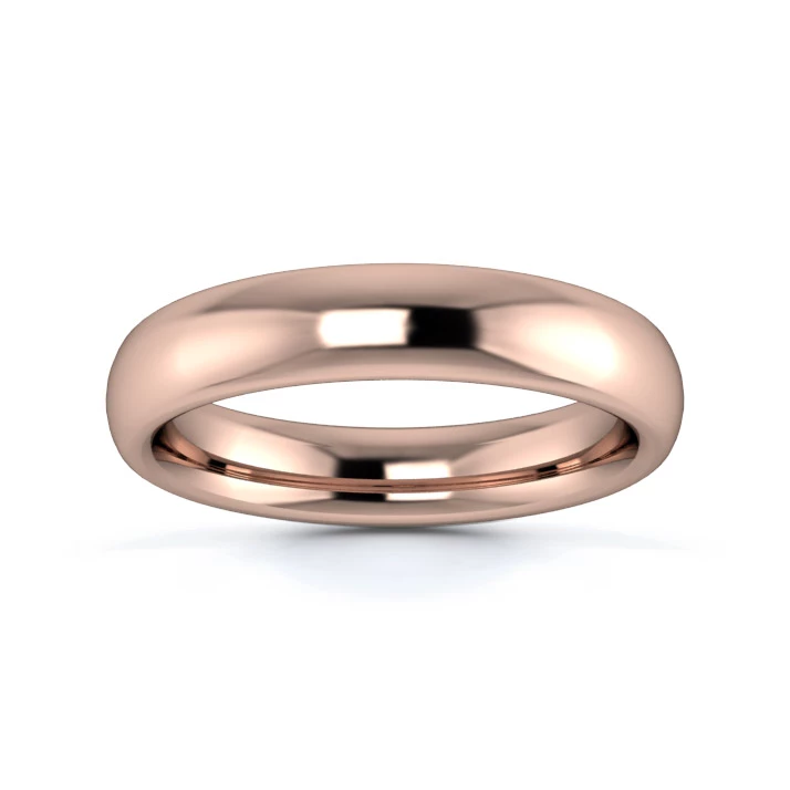 9K Rose Gold 4mm Heavy Weight Slight Court Wedding Ring