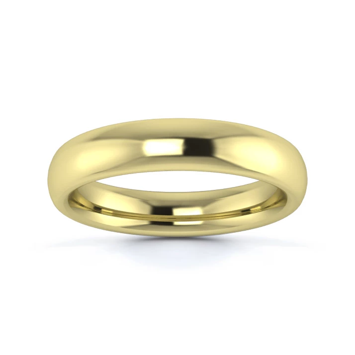 9K Yellow Gold 4mm Heavy Weight Slight Court Wedding Ring