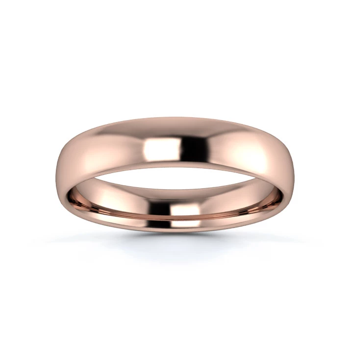 18K Rose Gold 4mm Light Weight Slight Court Wedding Ring