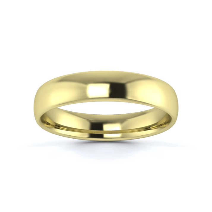 9K Yellow Gold 4mm Light Weight Slight Court Wedding Ring