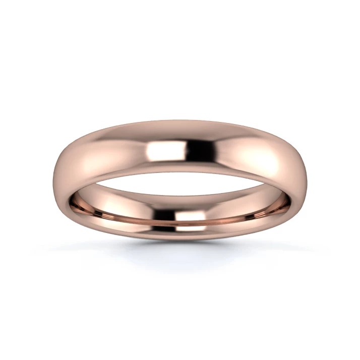 9K Rose Gold 4mm Medium Weight Slight Court Wedding Ring