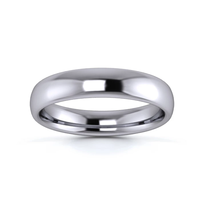 9K White Gold 4mm Medium Weight Slight Court Wedding Ring