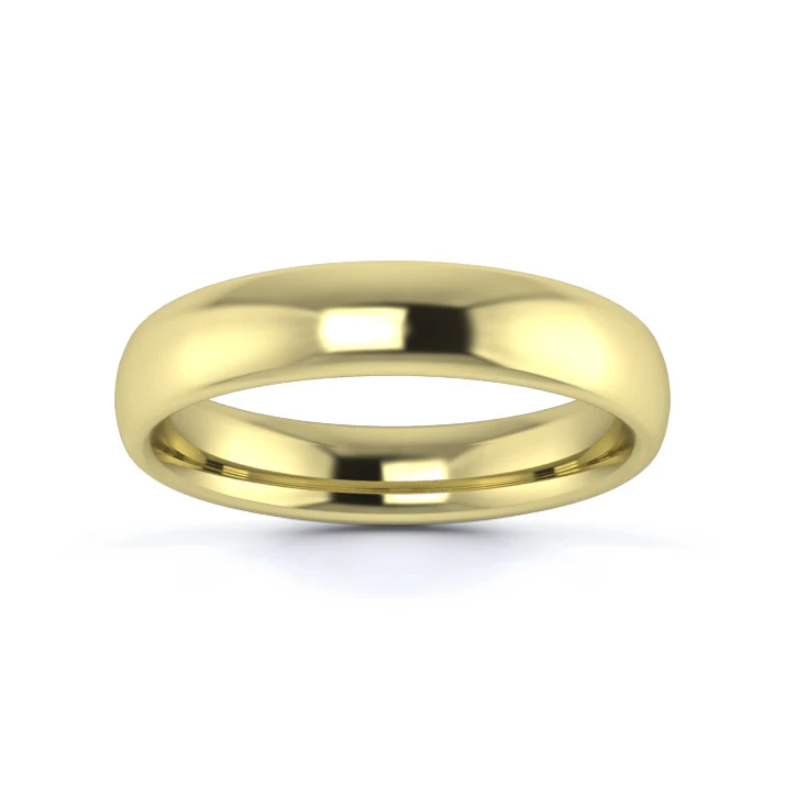 9K Yellow Gold 4mm Medium Weight Slight Court Wedding Ring