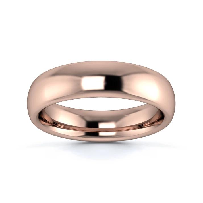 18K Rose Gold 5mm Heavy Weight Slight Court Wedding Ring