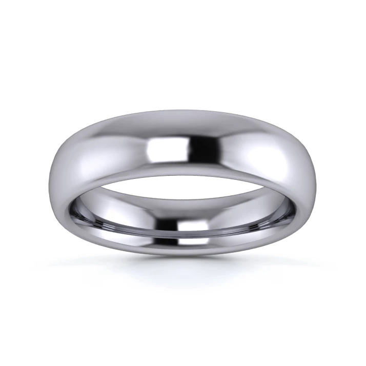 Platinum 950 5mm Heavy Weight Slight Court Wedding Ring
