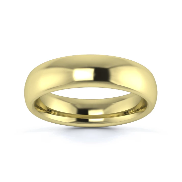9K Yellow Gold 5mm Heavy Weight Slight Court Wedding Ring