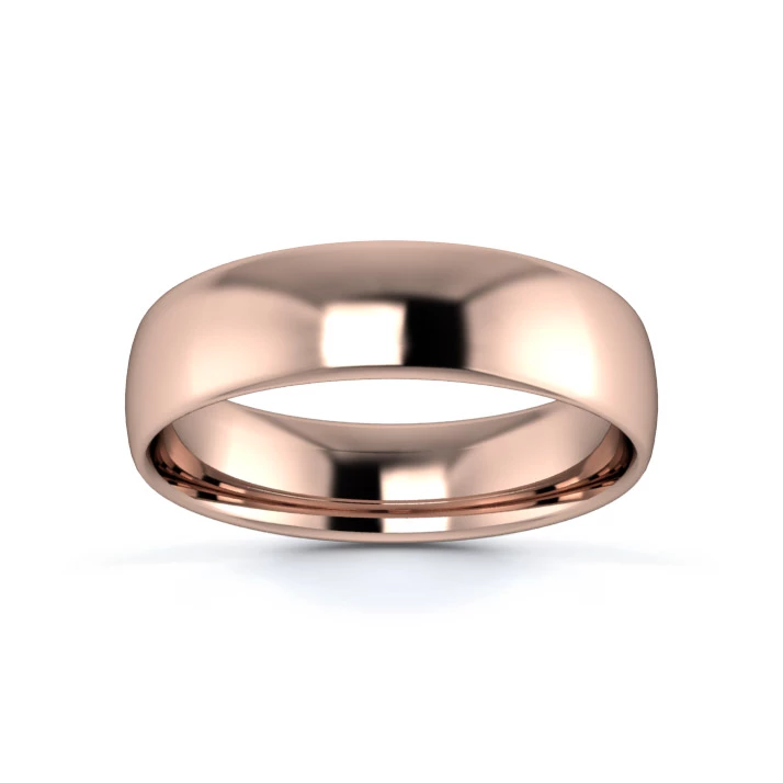 9K Rose Gold 5mm Light Weight Slight Court Wedding Ring