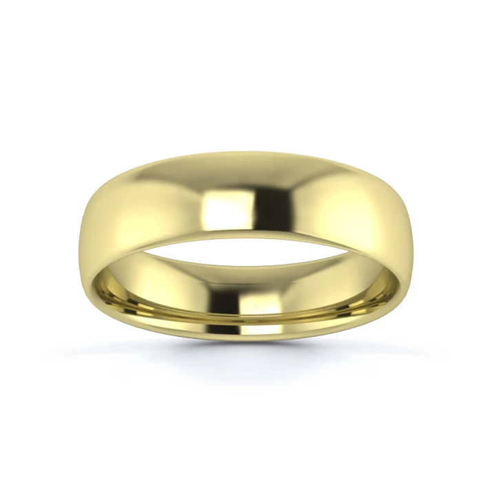 9K Yellow Gold 5mm Light Weight Slight Court Wedding Ring
