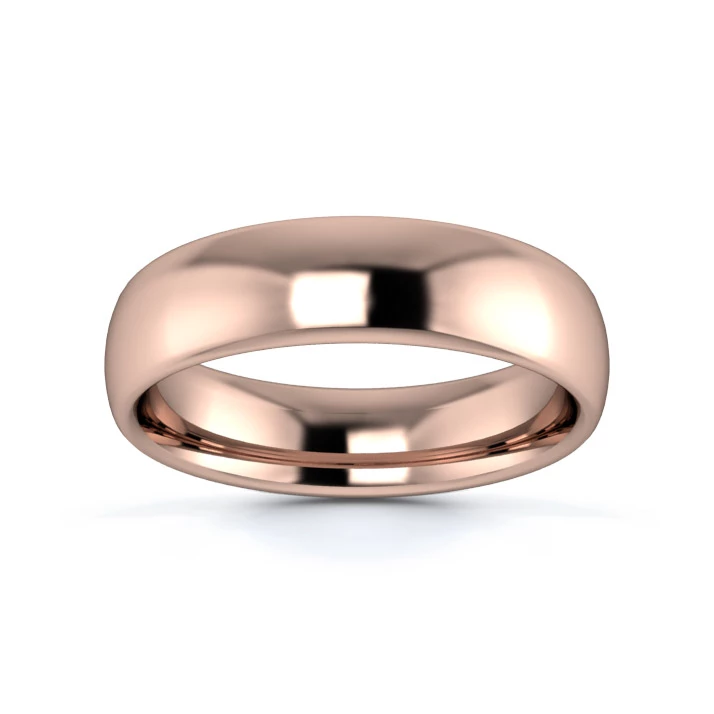 9K Rose Gold 5mm Medium Weight Slight Court Wedding Ring