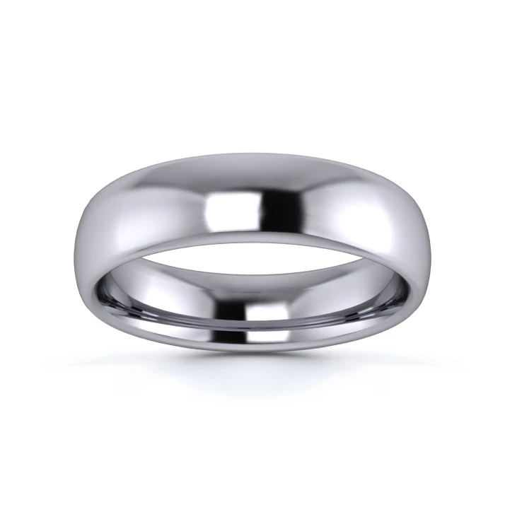 18K White Gold 5mm Medium Weight Slight Court Wedding Ring