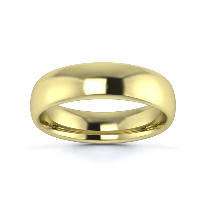 9K Yellow Gold 5mm Medium Weight Slight Court Wedding Ring
