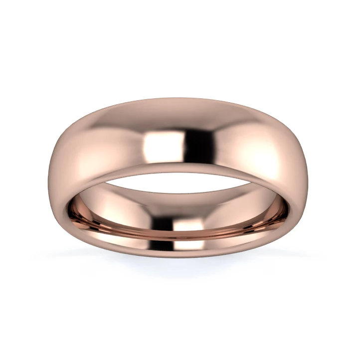 9K Rose Gold 6mm Heavy Weight Slight Court Wedding Ring