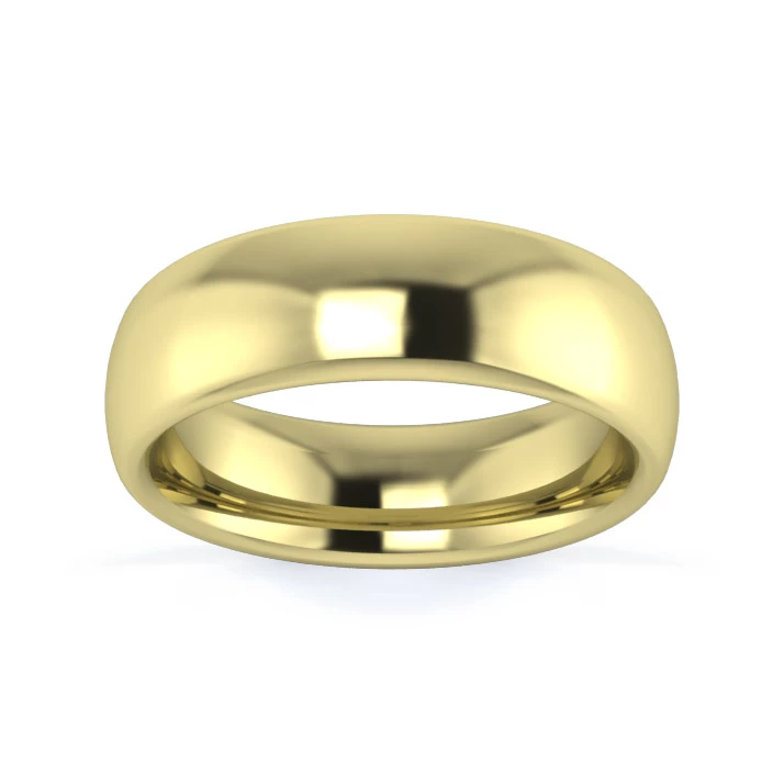 9K Yellow Gold 6mm Heavy Weight Slight Court Wedding Ring