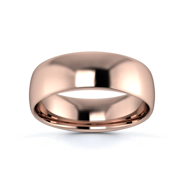 9K Rose Gold 6mm Light Weight Slight Court Wedding Ring