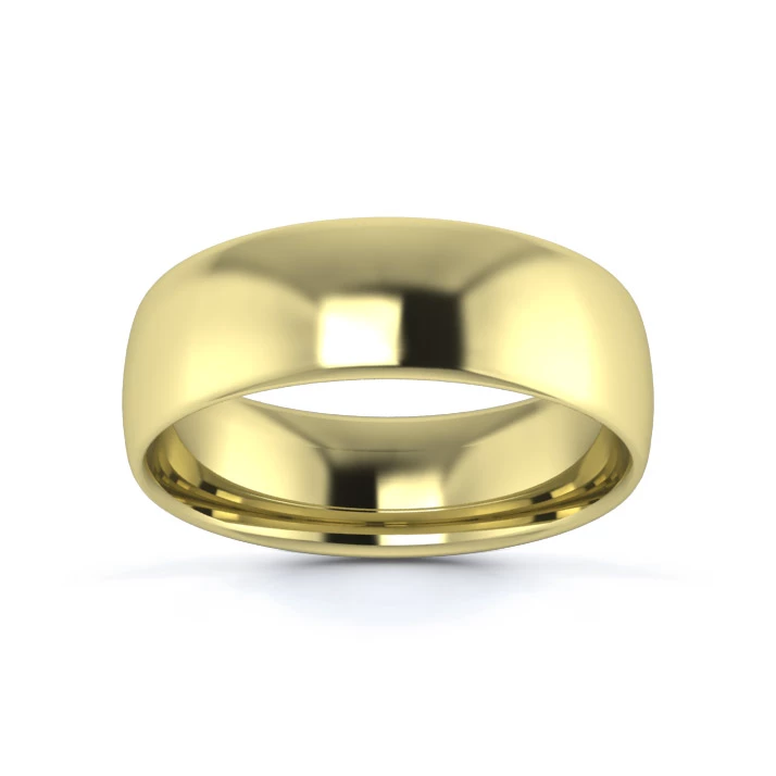 9K Yellow Gold 6mm Light Weight Slight Court Wedding Ring