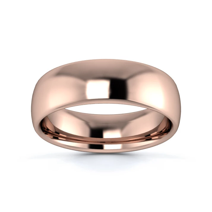 18K Rose Gold 6mm Medium Weight Slight Court Wedding Ring